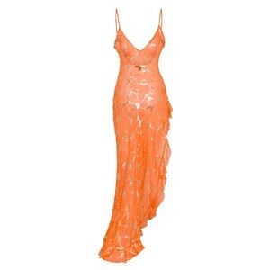 Vibrant Orange Lace Dress